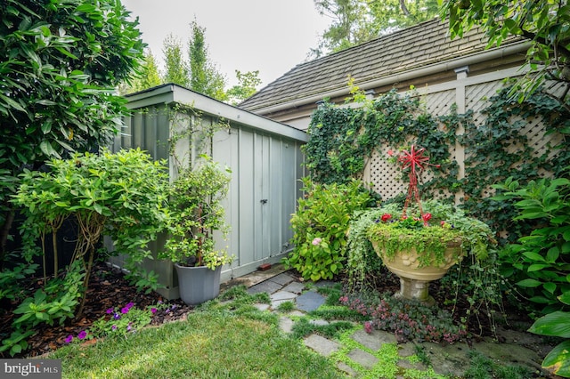 view of shed