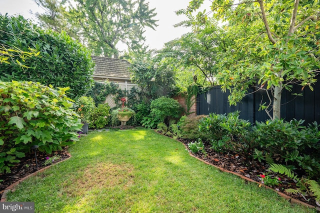 view of yard featuring a fenced backyard