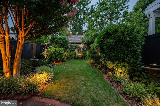 view of yard featuring a fenced backyard