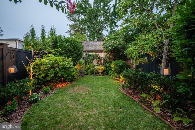 view of yard featuring a fenced backyard