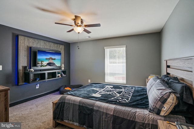 bedroom with carpet and ceiling fan