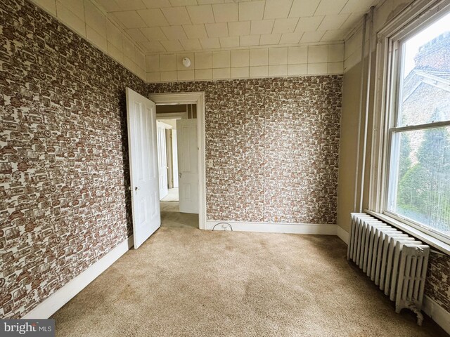 207 E Howard St, Bellefonte, PA 16823 - carpeted spare room with brick wall and radiator