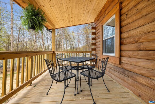 136 Wildwood Ln, Shenandoah, VA 22849 - wooden terrace with outdoor dining area