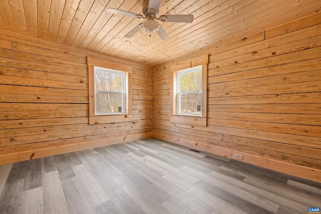 136 Wildwood Ln, Shenandoah, VA 22849 - spare room featuring a sauna, a ceiling fan, wood finished floors, wooden ceiling, and wooden walls