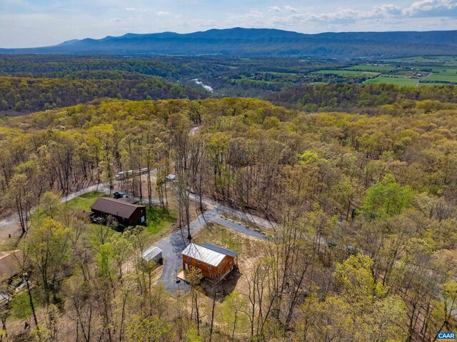 136 Wildwood Ln, Shenandoah, VA 22849 - birds eye view of property with a forest view and a mountain view