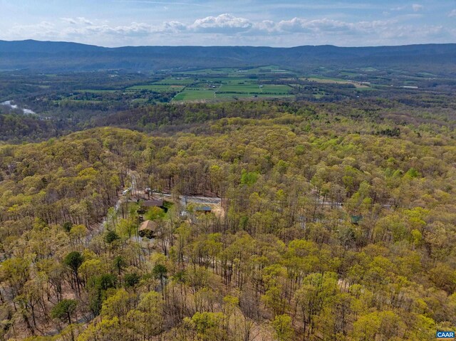 136 Wildwood Ln, Shenandoah, VA 22849 - birds eye view of property featuring a wooded view and a mountain view
