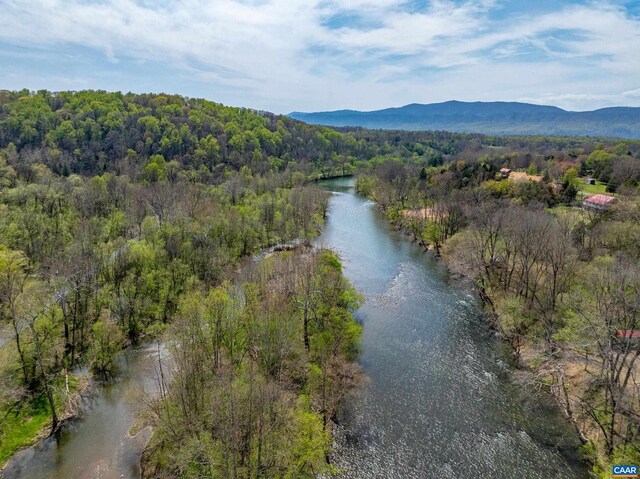 136 Wildwood Ln, Shenandoah, VA 22849 - birds eye view of property featuring a wooded view and a water and mountain view