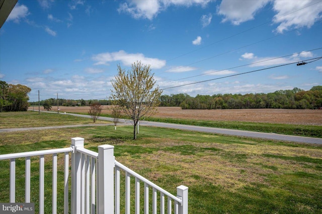 view of yard with a rural view