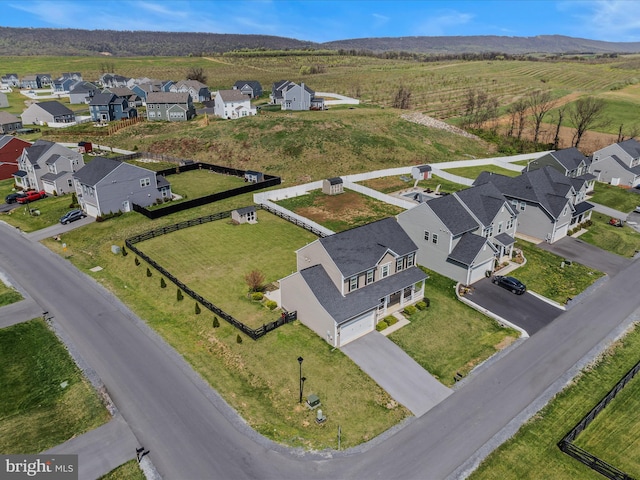 birds eye view of property with a residential view
