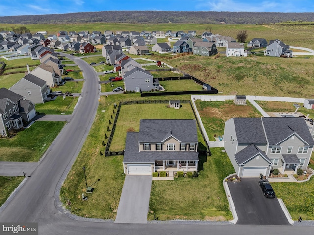 birds eye view of property with a residential view
