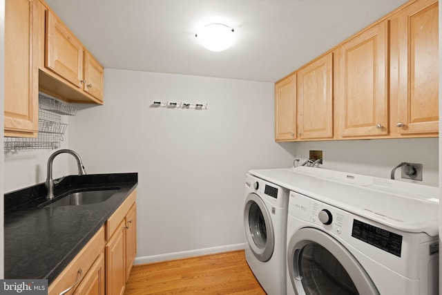 1925 Upper Lake Dr, Reston, VA 20191 - laundry area featuring washing machine and clothes dryer, light wood finished floors, baseboards, and cabinet space