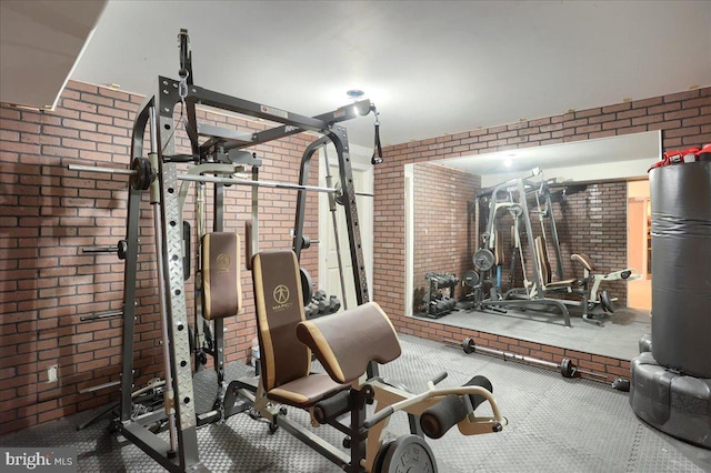704 Goddard Dr, York, PA 17402 - exercise room with brick wall