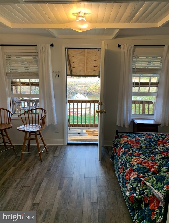 15 Higginsville Ln, Mount Royal, NJ 08061 - doorway featuring wood-type flooring, wooden ceiling, and baseboards
