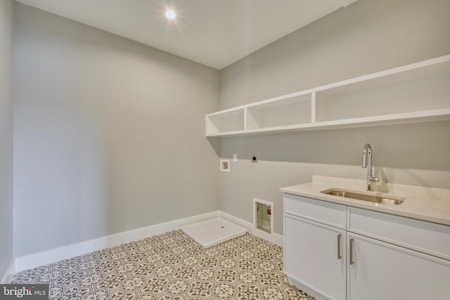 1127 Guilford Ct, Mclean, VA 22101 - laundry room with baseboards, washer hookup, a sink, hookup for an electric dryer, and cabinet space