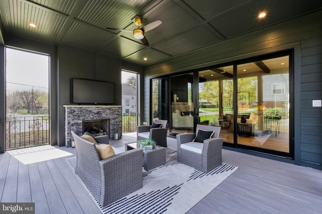 1127 Guilford Ct, Mclean, VA 22101 - deck featuring outdoor lounge area and a ceiling fan