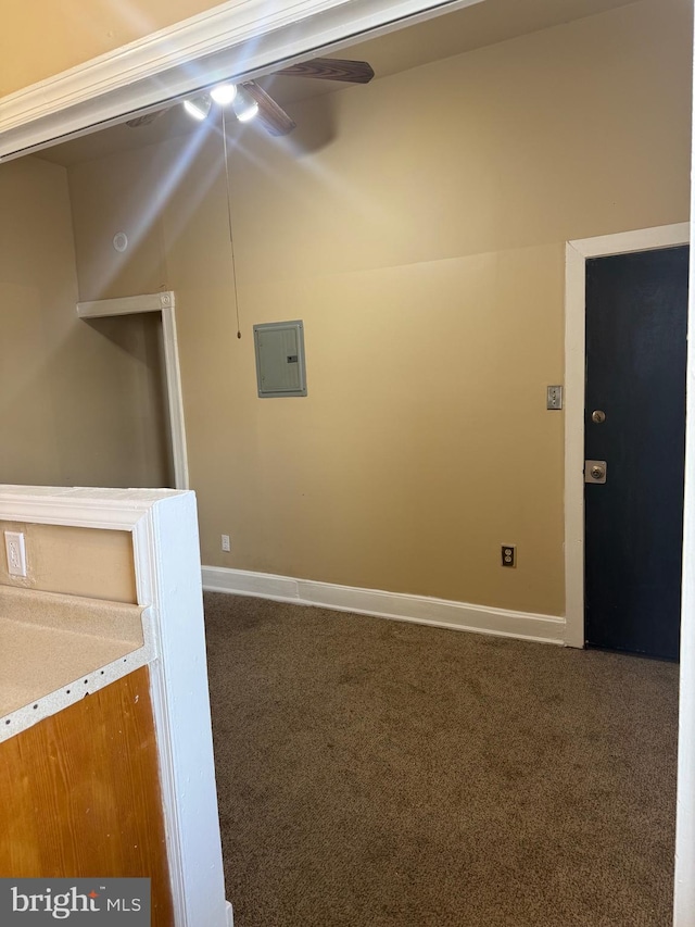 4561 N Camac St, Philadelphia, PA 19140 - empty room with carpet flooring, baseboards, a ceiling fan, and electric panel