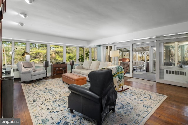 2984 N Sugan Rd, New Hope, PA 18938 - living area with plenty of natural light, hardwood / wood-style flooring, and radiator