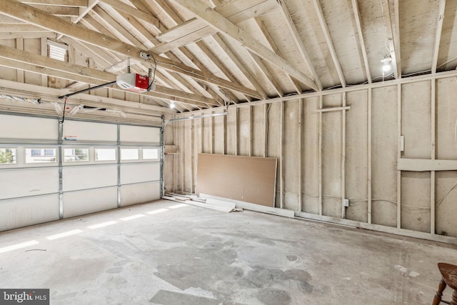 garage with a garage door opener