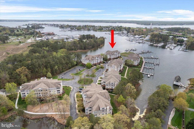823 Oyster Bay Pl Unit 302, Solomons, MD 20688 - aerial view of property's location featuring a large body of water and numerous boat docks