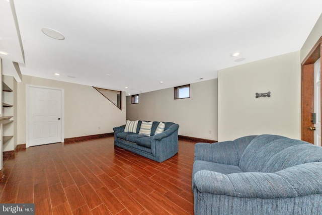 17449 Irishtown Rd, Emmitsburg, MD 21727 - living area with wood finished floors, baseboards, and recessed lighting