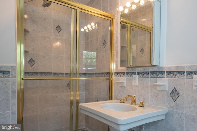 723 S Latches Ln, Merion Station, PA 19066 - bathroom featuring a stall shower and tile walls