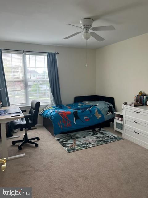 302 Weston Ln Unit 23, New Hope, PA 18938 - bedroom featuring carpet, an office area, and ceiling fan