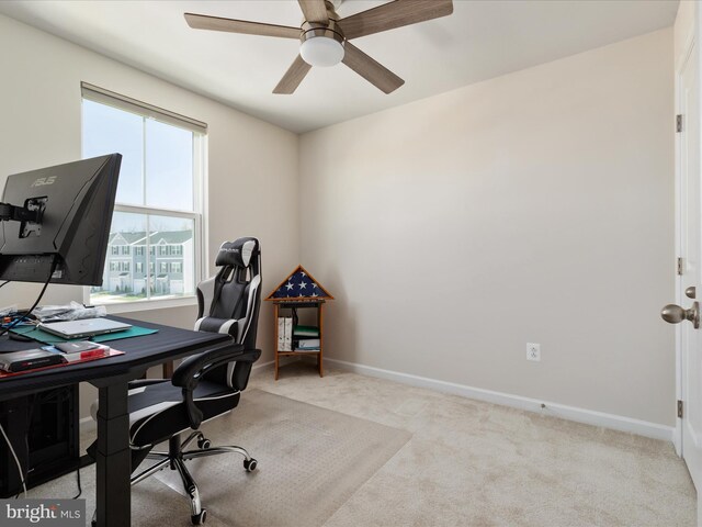 153 Kensington Cir, Middletown, VA 22645 - carpeted office with a ceiling fan and baseboards