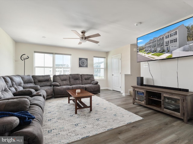 153 Kensington Cir, Middletown, VA 22645 - living area with ceiling fan, baseboards, and wood finished floors