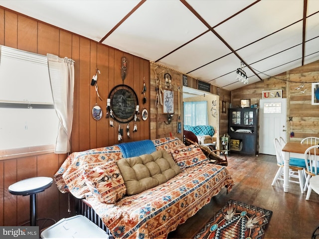 29 Roy Guinn Rd, Points, WV 25437 - living room with vaulted ceiling, wood finished floors, and wood walls