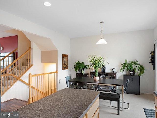 dining space with stairs