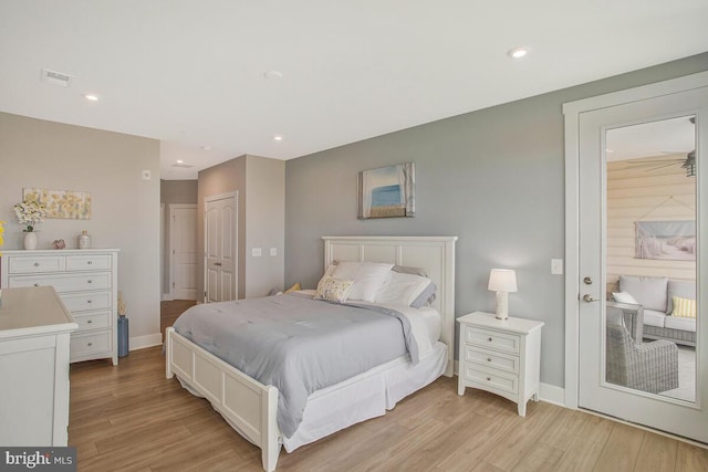 170 Harrier Way Unit 32, Chester, MD 21619 - bedroom with visible vents, light wood-style flooring, baseboards, and recessed lighting