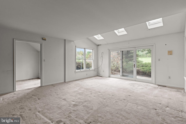29 Foxcroft Dr, Princeton, NJ 08540 - unfurnished living room with carpet floors, baseboards, and lofted ceiling with skylight