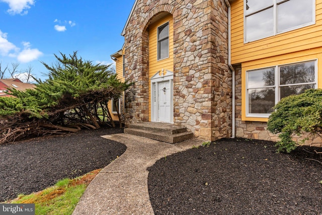 29 Foxcroft Dr, Princeton, NJ 08540 - doorway to property featuring stone siding