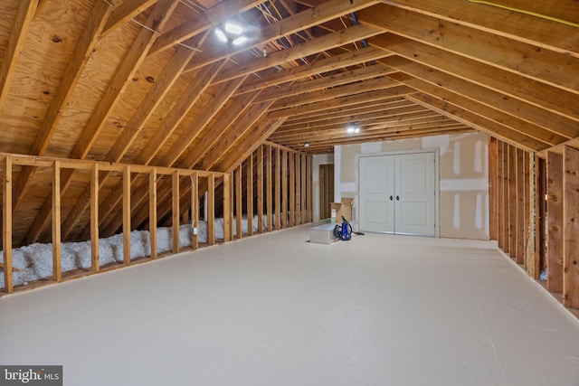 view of unfinished attic
