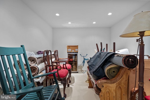 storage area with wine cooler