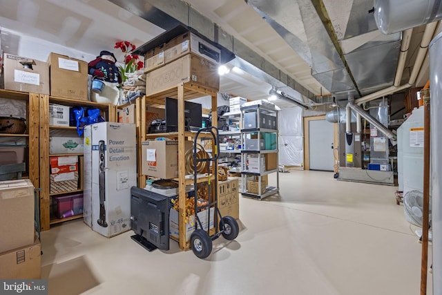 below grade area featuring heating unit