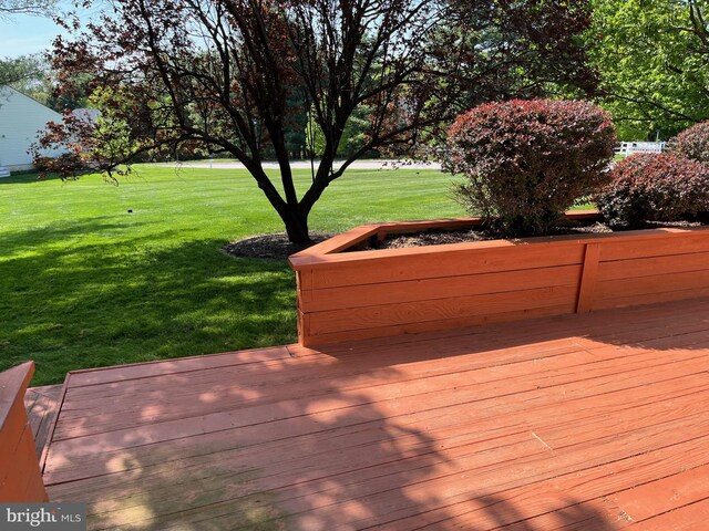 deck featuring a lawn
