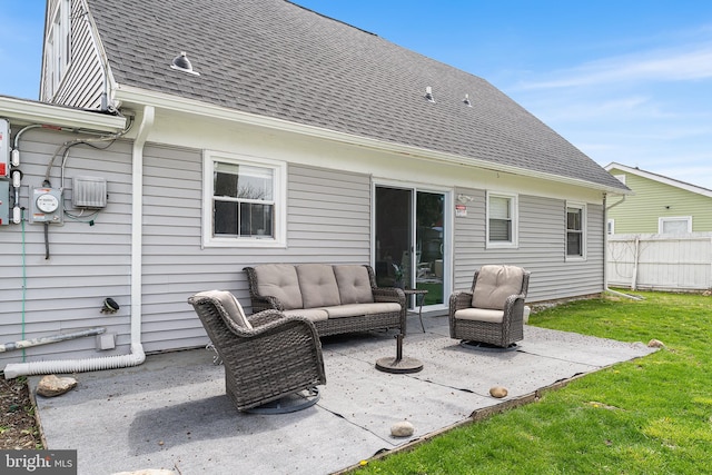 11 New Coach Pl, Willingboro, NJ 08046 - rear view of house with roof with shingles, a patio area, and outdoor lounge area