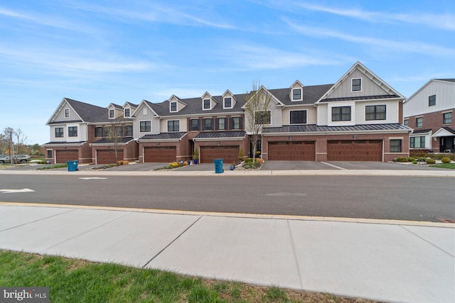 view of road with a residential view, sidewalks, and curbs