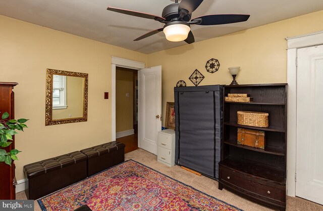 538 Gainsboro Rd, Drexel Hill, PA 19026 - interior space featuring carpet floors, ceiling fan, and a baseboard radiator