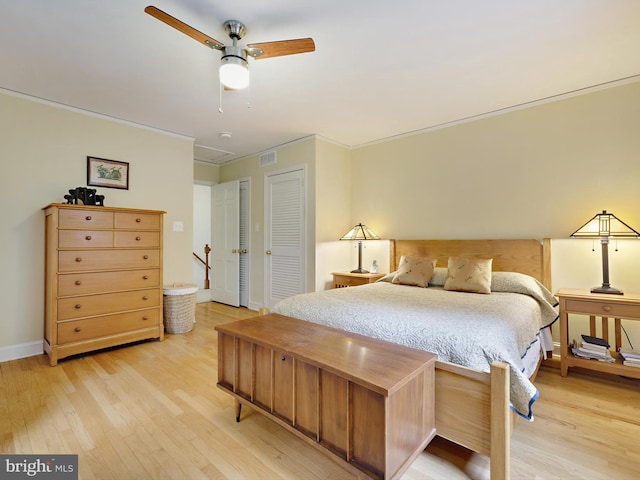506 Devonshire Ln, Severna Park, MD 21146 - bedroom with light wood finished floors and ceiling fan