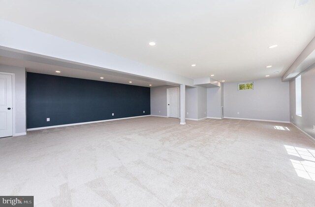 7464 Cedar Fork Rd, Ruther Glen, VA 22546 - basement featuring baseboards, carpet flooring, and recessed lighting