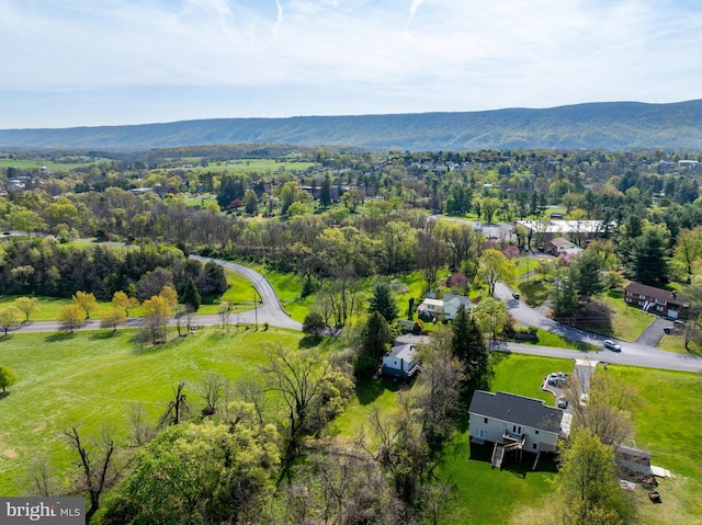 drone / aerial view with a mountain view