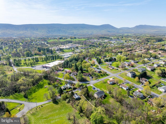 bird's eye view with a mountain view