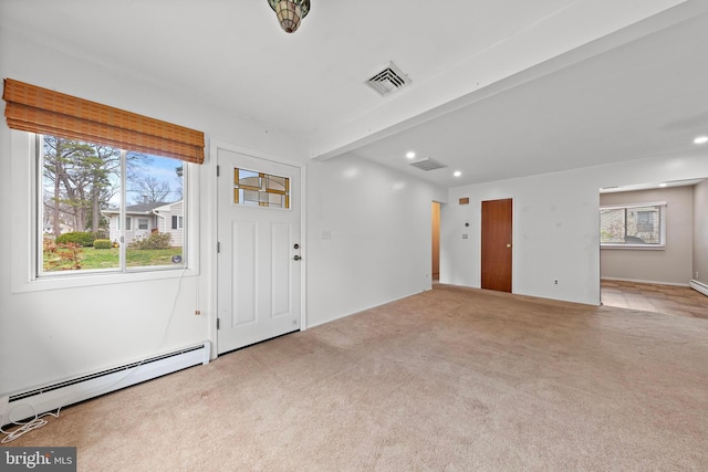 14B Heron St S, Manchester Township, NJ 08759 - entrance foyer with recessed lighting, visible vents, baseboard heating, and carpet