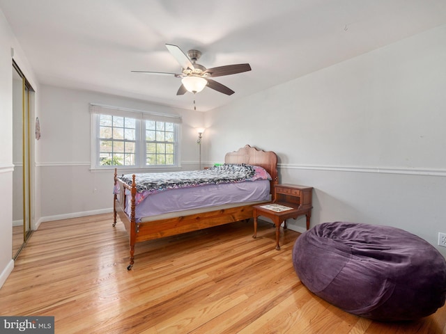 59 Hagan Dr, New Hope, PA 18938 - bedroom with baseboards, ceiling fan, and light wood finished floors