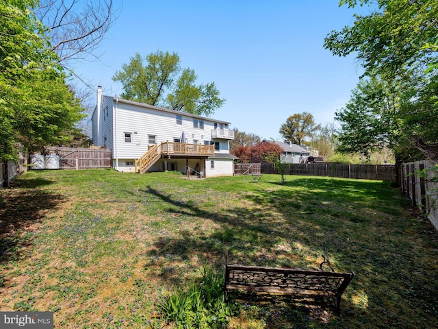 59 Hagan Dr, New Hope, PA 18938 - view of yard featuring a deck, stairway, and a fenced backyard