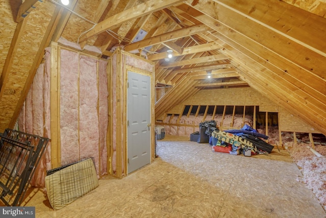 view of unfinished attic
