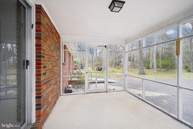 view of unfurnished sunroom