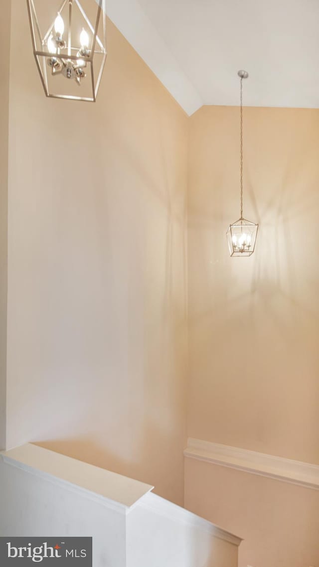 2080 Capstone Cir, Herndon, VA 20170 - bathroom with a chandelier and lofted ceiling